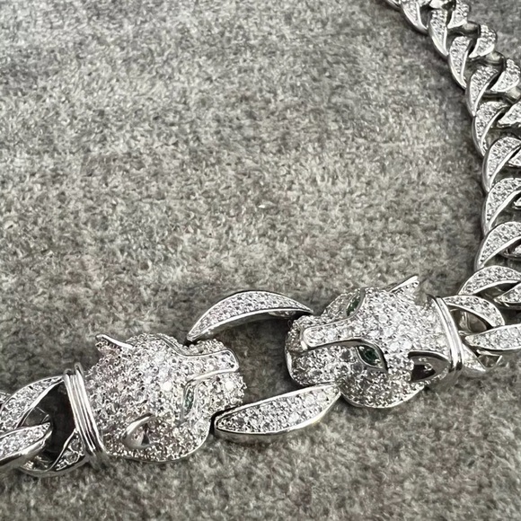 Hip Hop Iced out bling Cuban Link Curb Chain white gold fill Zirconia Necklace - Picture 8 of 10